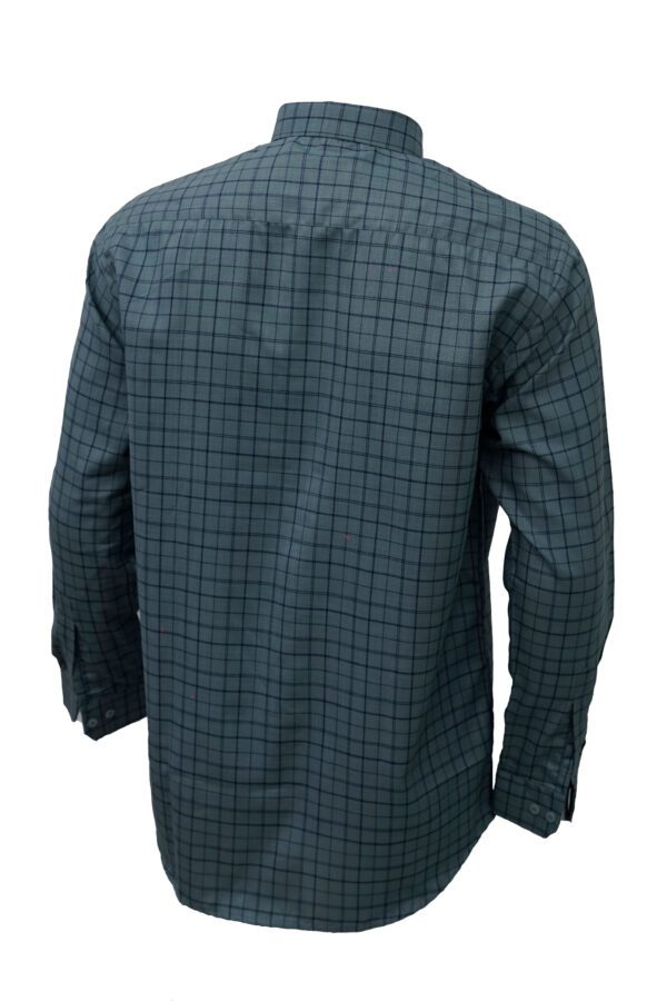 Saasha Garments Dark Green With Blue Checks Shirt For Men Back Side