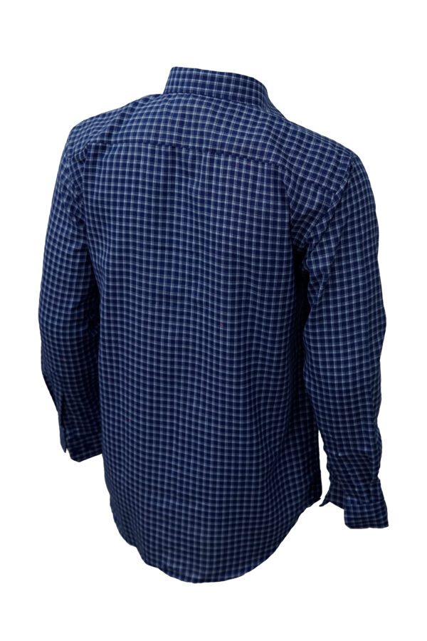 Saasha Garments Dark Blue With White Checks Shirt For Men Back Side