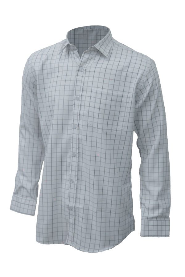 White With Grey Checks Shirt For Men Front Side