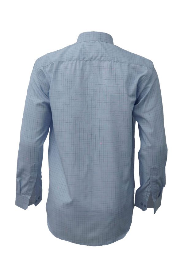 Saasha Garments Light Blue With Grey Checks Shirt For Men Back