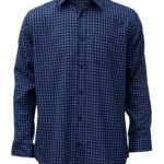 Saasha Garments Dark Blue With White Checks Shirt For Men Front