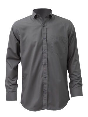 Saasha Garments Mid Grey Plain Shirt For Men Front