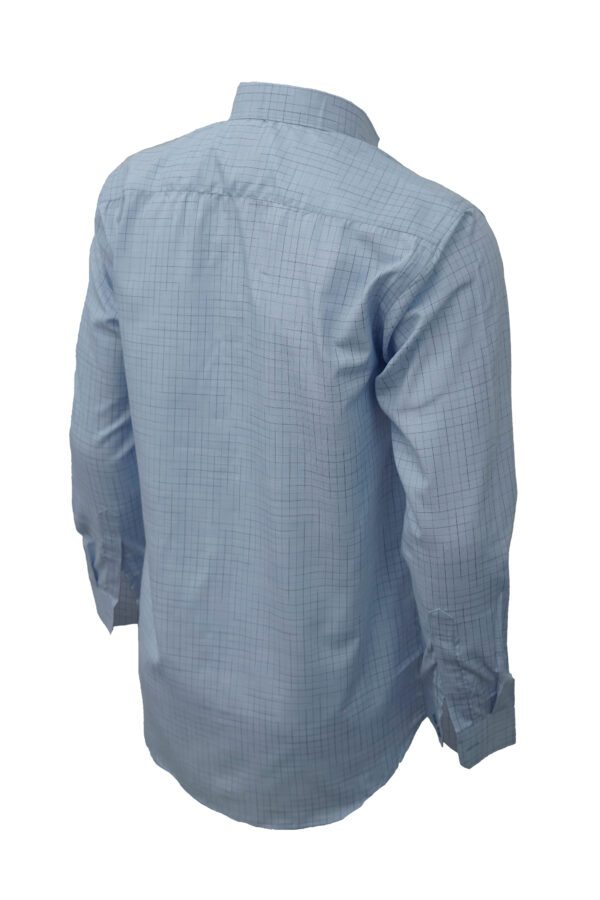 Saasha Garments Light Blue With Grey Checks Shirt For Men Back Side