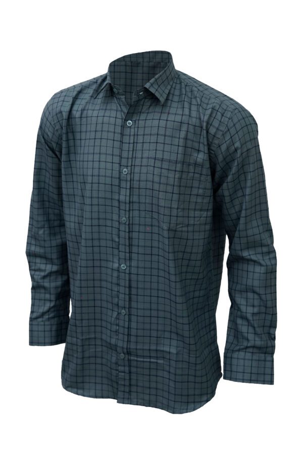 Saasha Garments Dark Green With Blue Checks Shirt For Men Front Side