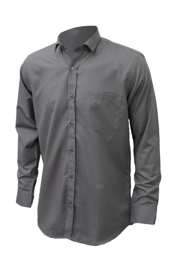 Saasha Garments Mid Grey Plain Shirt For Men Back Side