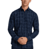 Saaasha Garments Check Box Dark Light Sky4 Formal Shirt For Men.