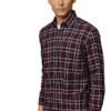 Saasha Garments Check Box Dark Violet Formal Shirt For Men.
