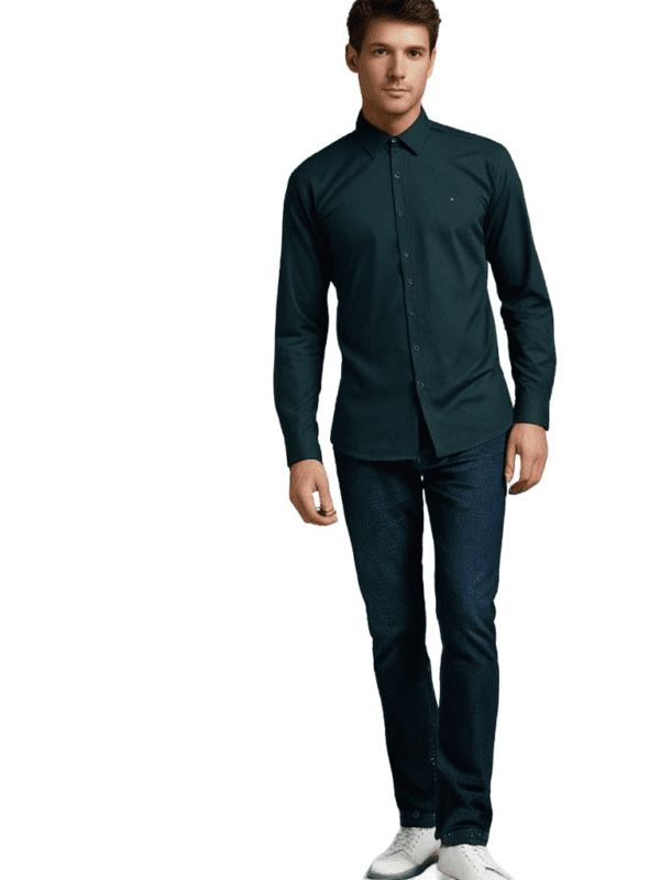 Saasha Garments Green Formal Shirt For Men