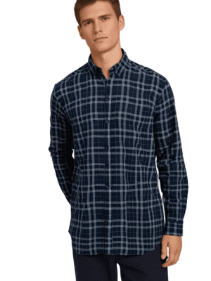 Saasha Garments Check Box Dark LIGHT SKY3 Formal Shirt For Men.