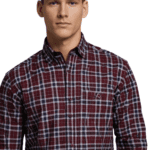 Saasha Garments Check Box Dark Violet Formal Shirt For Men.