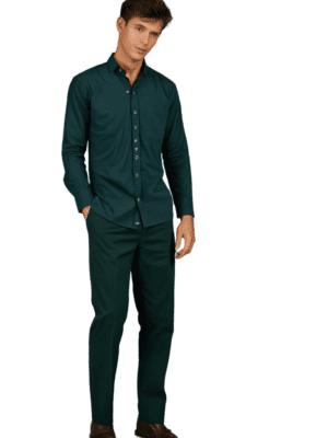 Saasha Garments Green Formal Shirt For Men