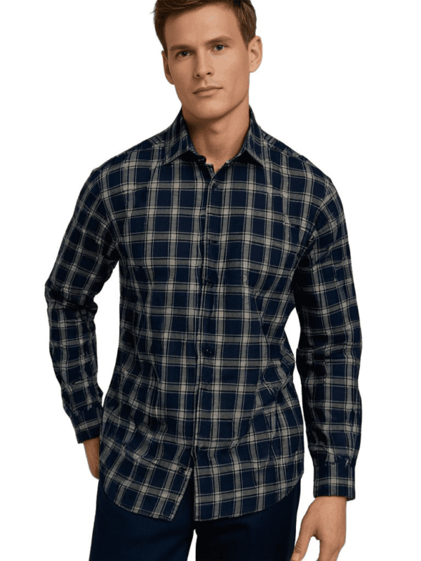 Saasha Garments Check Box Dark LIGHT Blue4 Formal Shirt For Men.