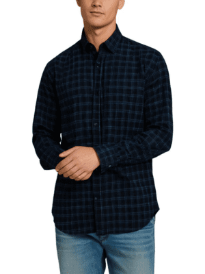 Saasha Garments Check Box Dark SKY2 Formal Shirt For Men.