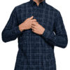 Saaasha Garments Check Box Dark Light Sky4 Formal Shirt For Men.