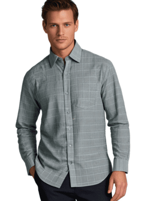 Saasha Garments Check Box white Formal Shirt For Men