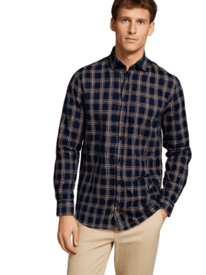 Saaasha Garments Check Box Dark Light Sky4 Formal Shirt For Men.