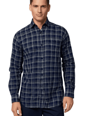 Saasha Garments Check Box Dark LIGHT Blue4 Formal Shirt For Men.