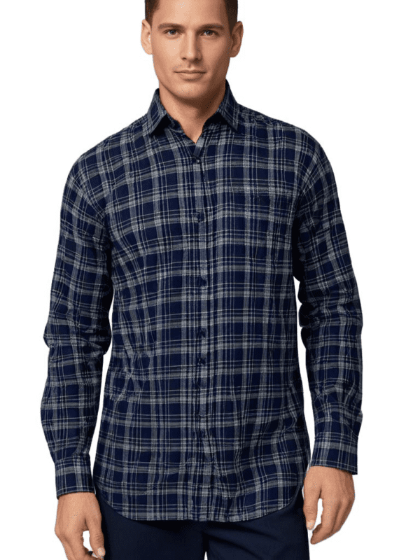 Saasha Garments Check Box Dark LIGHT Blue4 Formal Shirt For Men.