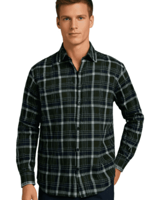 Saasha Garments Check Box Light Green Formal Shirt For Men