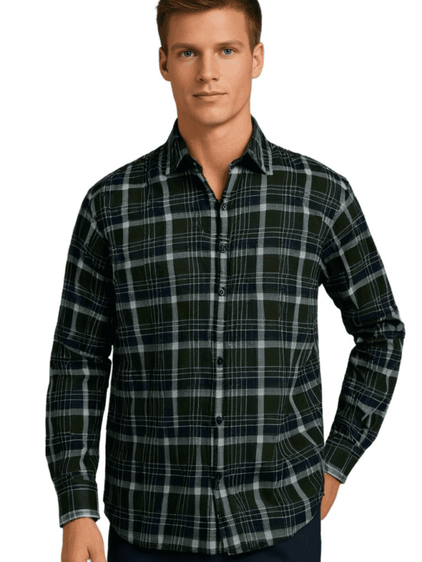 Saasha Garments Check Box Light Green Formal Shirt For Men