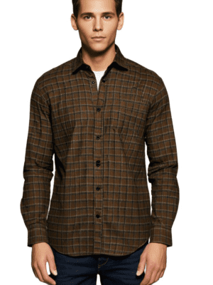 Saasha Garments Check Box Creamson Formal Shirt For Men
