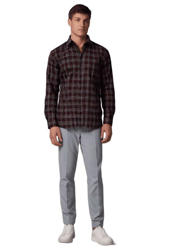 Saasha Garments Check Box Light Violet Formal Shirt For Men