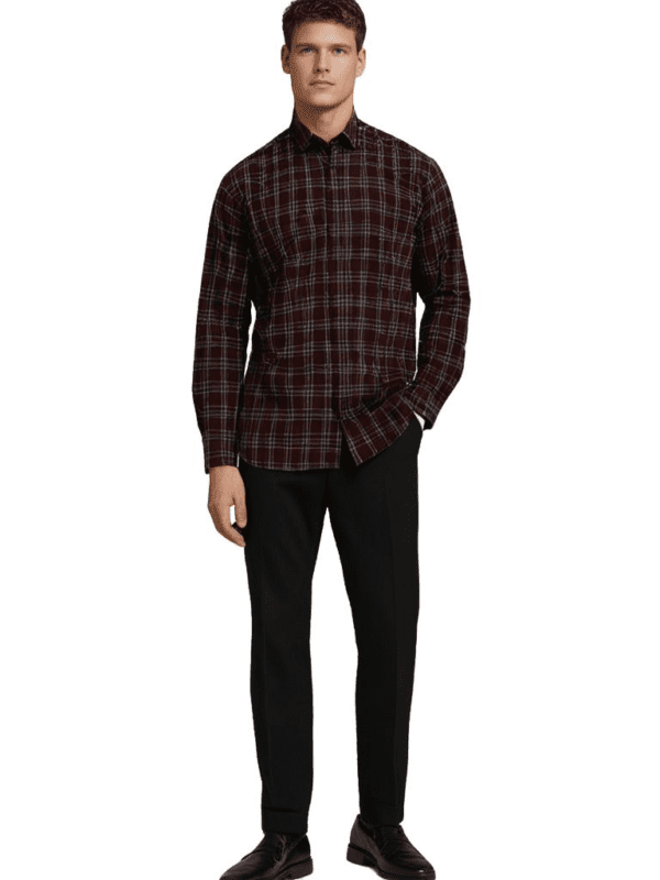 Saasha Garments Check Box Light Violet Formal Shirt For Men