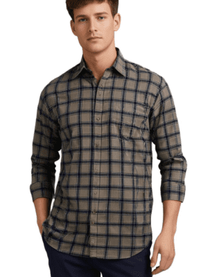 Saasha Garments Check Box Gray Formal Shirt For Men