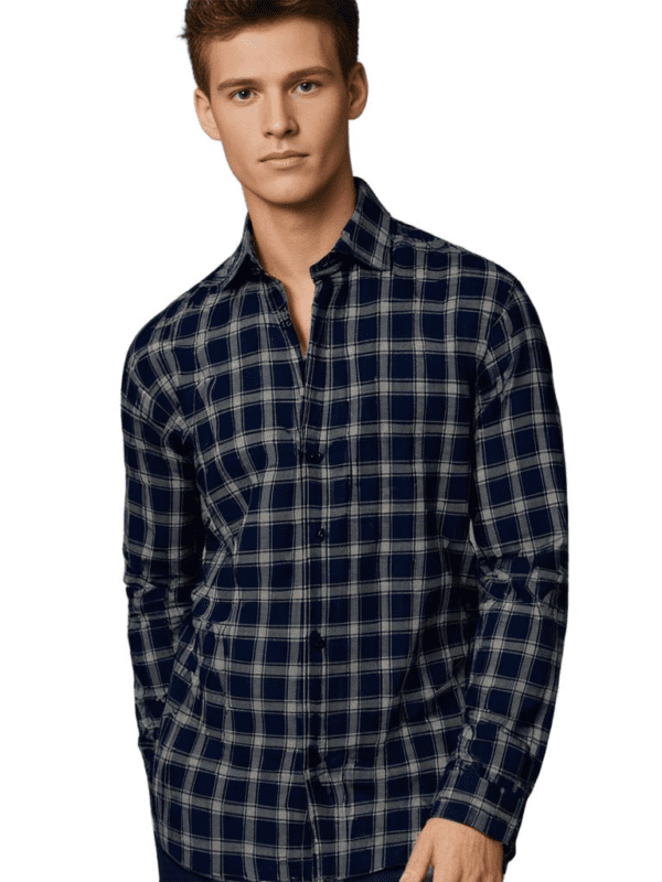 Saasha Garments Check Box Dark LIGHT Blue4 Formal Shirt For Men.