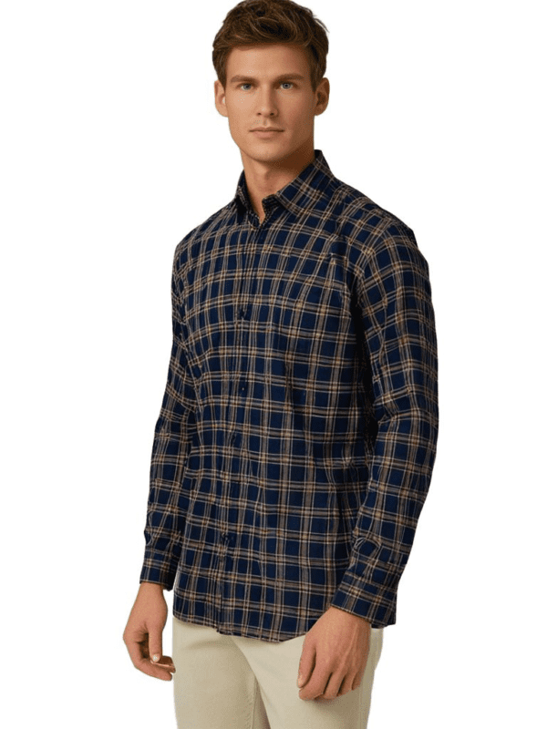 Saaasha Garments Check Box Dark Light Sky4 Formal Shirt For Men.