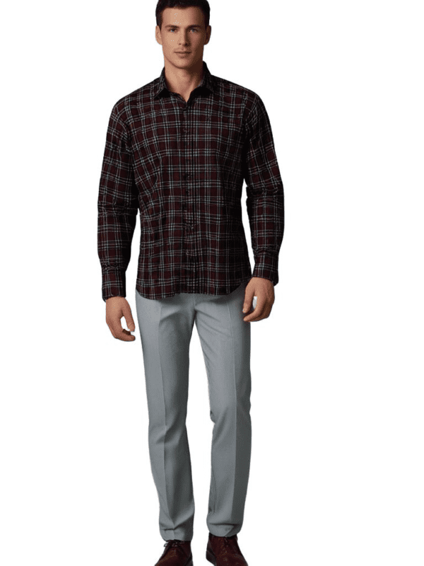 Saasha Garments Check Box Light Violet Formal Shirt For Men