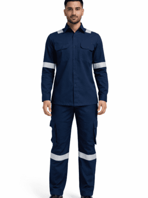Saasha Garments Navy Blue Industrial Uniform With Reflector