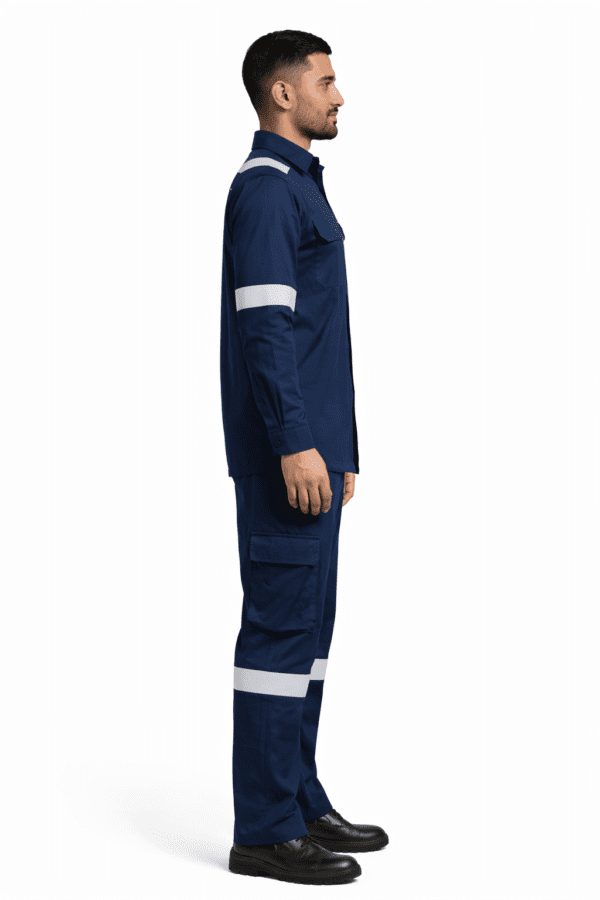 Saasha Garments Navy Blue Industrial Uniform With Reflector
