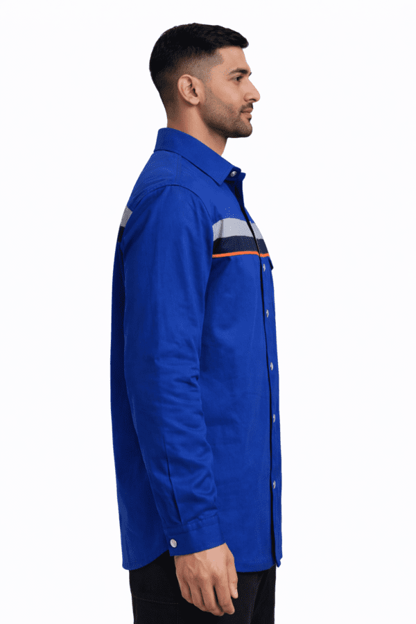 Saasha Garments Royal Blue Industrial Safety Jacket With Reflector