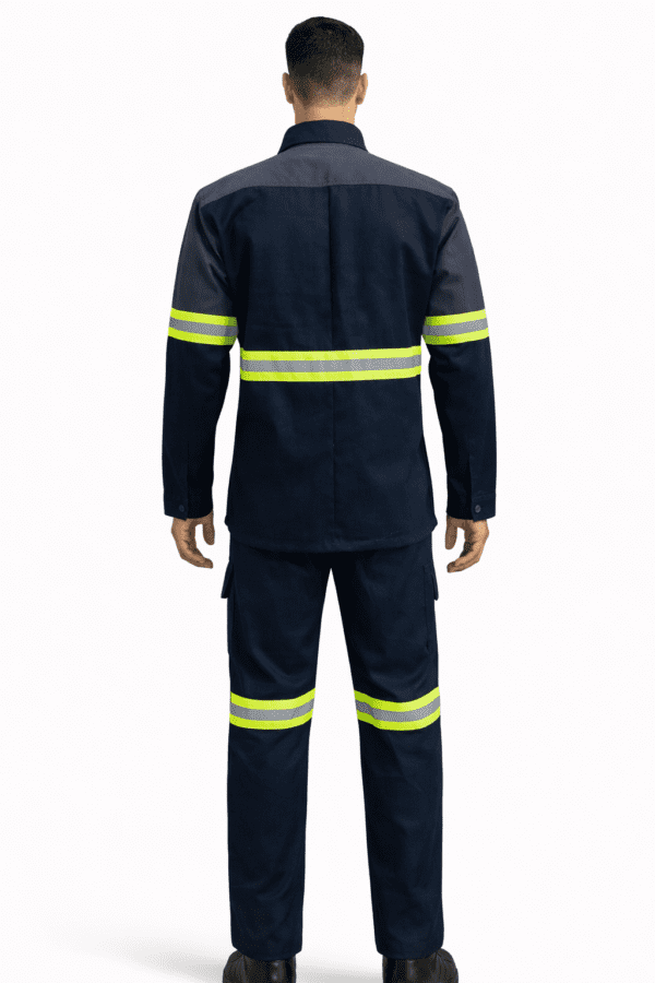Saasha Garments Navy Blue Industrial Safety Uniform With Reflector