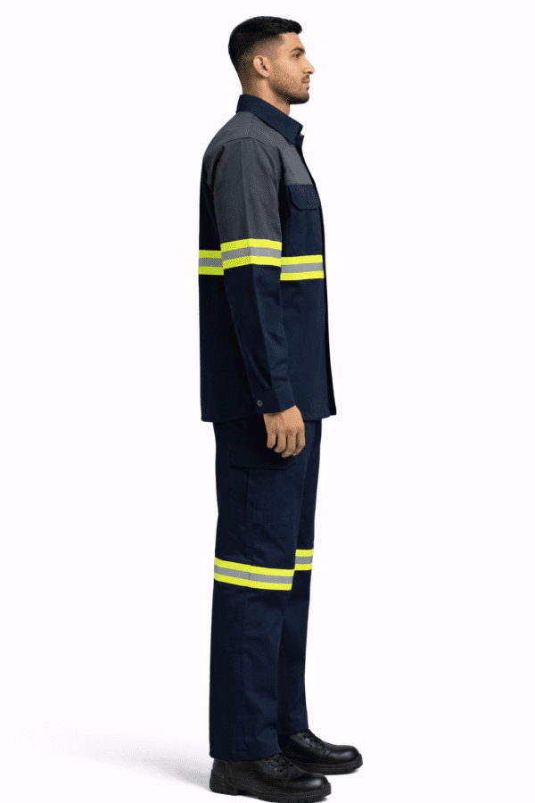 Saasha Garments Navy Blue Industrial Safety Uniform With Reflector