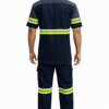 Saasha Garments Navy Blue Half Sleeve Industrial Safety Uniform With Reflector