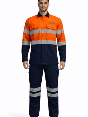 Saasha Garments Orange Industrial Safety Uniform With Reflector