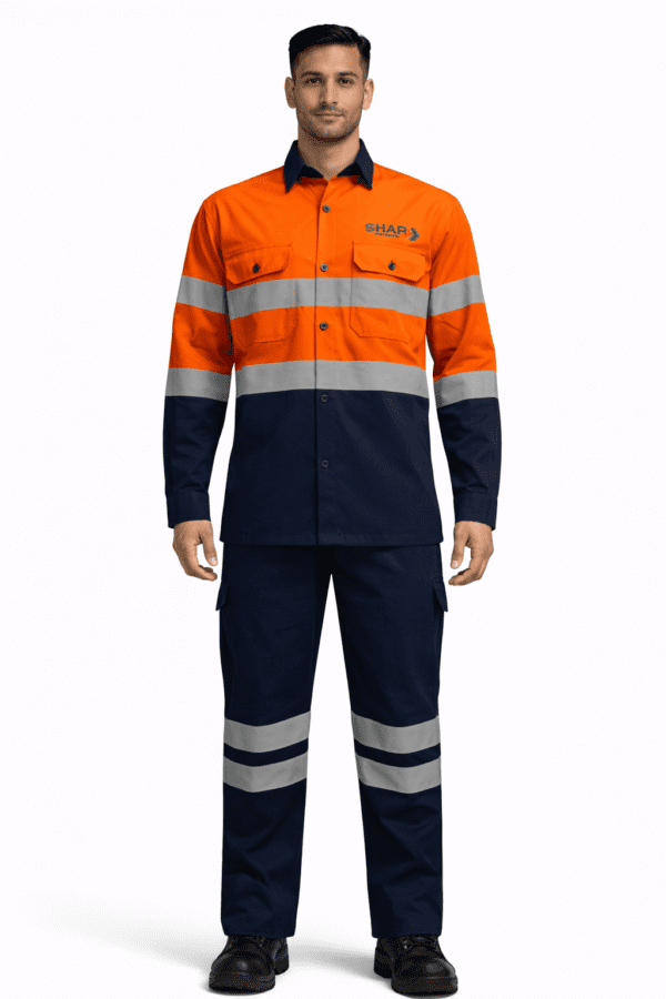 Saasha Garments Orange Industrial Safety Uniform With Reflector