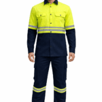 Saasah Garments Lime Green Industrial Safety Uniform With Reflector