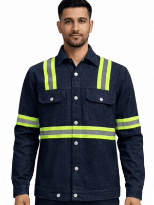 Saasha Garments Industrial Denim Jacket With Reflector