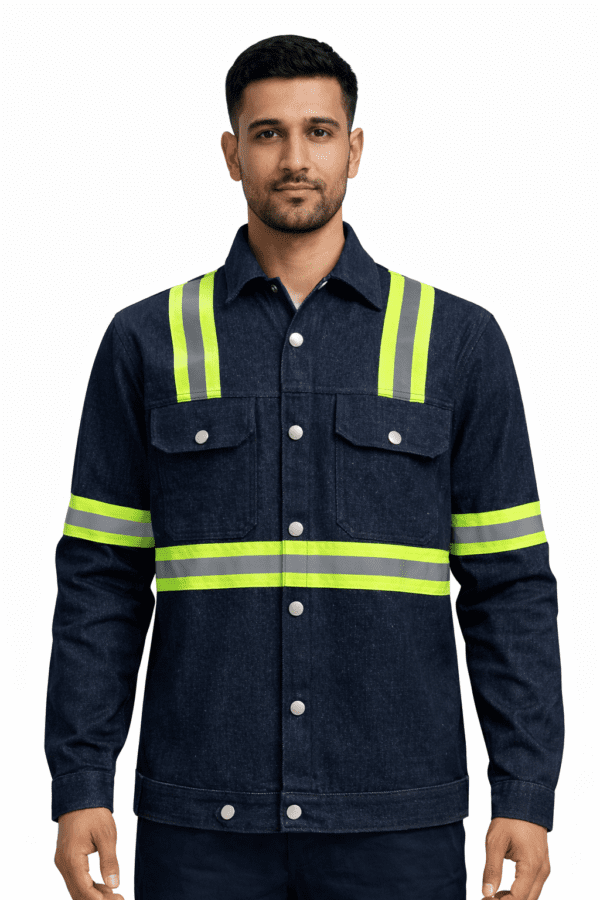 Saasha Garments Industrial Denim Jacket With Reflector