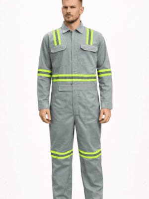 Saasha Garments Grey Industrial Safety Boiler Suit With Reflector