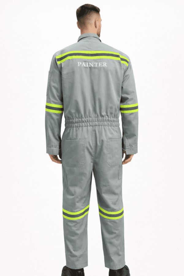 Saasha Garments Grey Industrial Safety Boiler Suit With Reflector