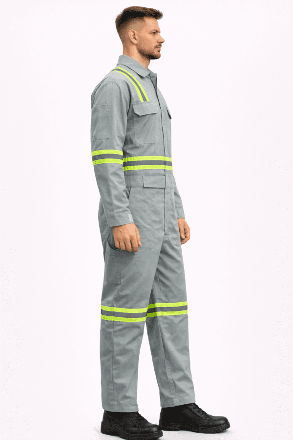 Saasha Garments Grey Industrial Safety Boiler Suit With Reflector