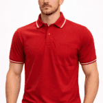 Red Industrial Classic Regular Half Sleeve T-Shirt for Men With Collar