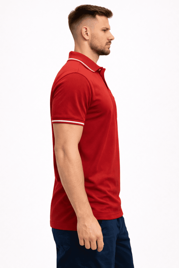 Red Industrial Classic Regular Half Sleeve T-Shirt for Men With Collar
