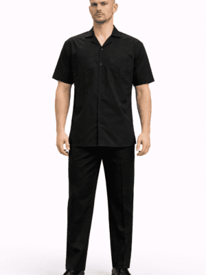 Saasha Garments Black Half Sleeve Safari Suit For Men