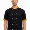 Black Half Sleeve Chef Coat With Yellow Piping